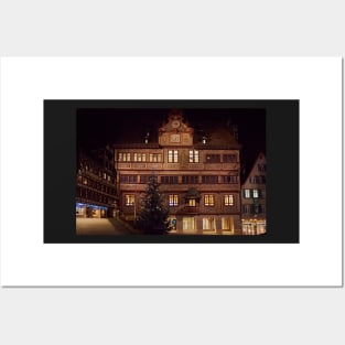 Tübingen town hall at night Posters and Art